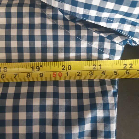 Black Brown 1826 SZ M Navy & White Gingham 100% Cotton Men's Button Up Shirt - Picture 9 of 12